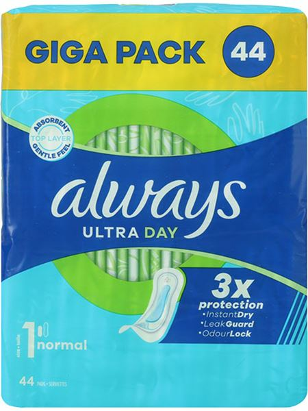 Always Ultra Size 1 Normal Day 44pcs/ Terveysside - Hygieniatarvikkeet - 21507 - 1