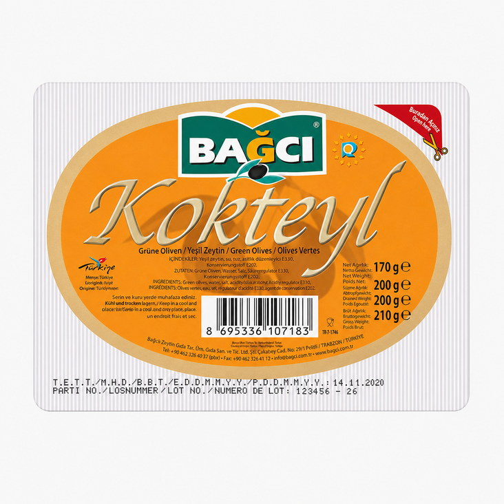 Bagci Yesil Zeytin Kokteyl/ Vihreä Oliivi 200g VAKUM - Oliivisäilykkeet - 16207 - 1