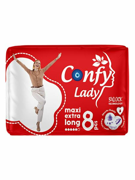 Confy Lady Hygienic Pad Maxi Extralong STD/ Terveysside 8kpl - Hygieniatarvikkeet - 19497 - 1