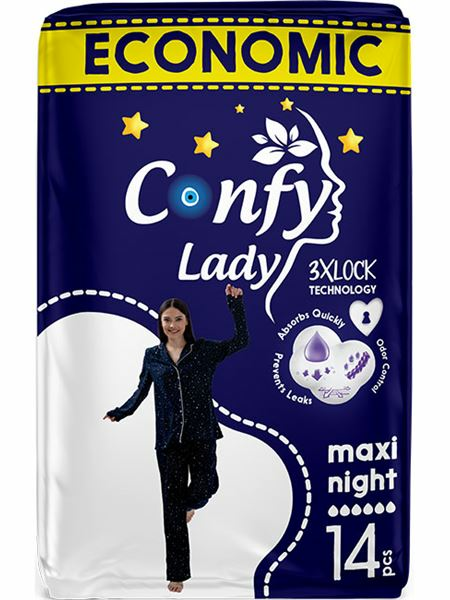 Confy Lady Hygienic Pad Maxi Night Eco2/ Terveysside 14kpl - Hygieniatarvikkeet - 19487 - 1