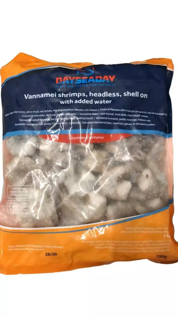 Dayseaday Vannamei Shrimps HLSO with added water 26/30 1KG - Pakasteäyriäiset - 9427 - 1