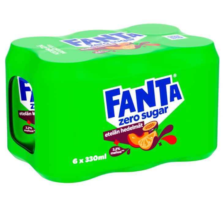 Fanta Etelän Hedelmät Zero Virvoitusjuoma 6x330ml TNK - Limonadit ja virvoitusjuomat - 17217 - 1