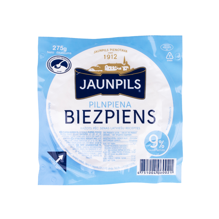 Jaunpils Whole Milk Curd/ Raejuusto 9% 275g - Erikoisjuustot - 19937 - 1