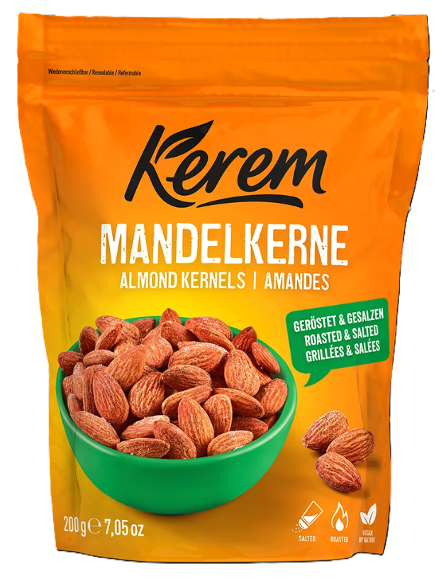 Kerem Almond Roasted&Salted / Mantelipähkinä paahdetut&suolatut 200g - Pähkinät - 14927 - 1