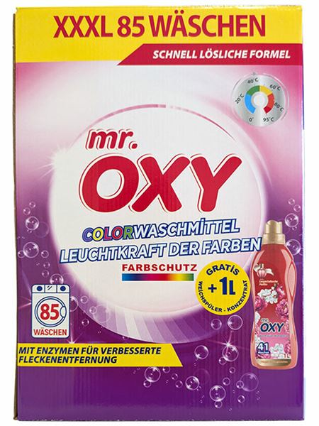 Mr.Oxy Color XXXL Pyykinpesujauhe 85W 5,1kg + Huuhteluaine 1L - Pyykinpesuaineet ja -tarvikkeet - 21047 - 1