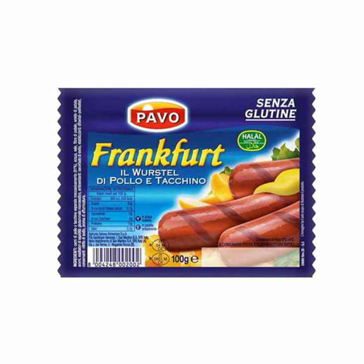 Pavo Frankfurt Sausage/ Siipikarjamakkara 100g - Kana leikkeleet ja makkarat - 19867 - 1