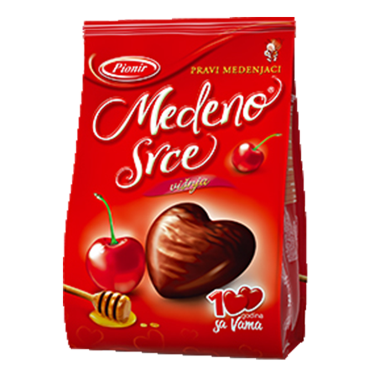 Pionir Honey Heart Cherry/ Hunaja- kirsikkatäyt.keksi 150g - Täytekeksit ja vohvelit - 9137 - 1