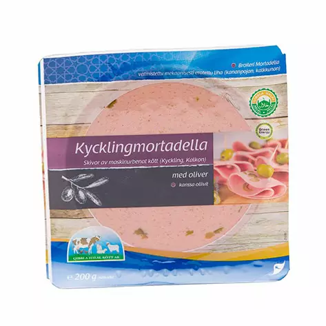 Qibbla Kycklingmortadella med oliver/ Kanaleike oliiveilla 200g - Kana leikkeleet ja makkarat - 11227 - 1