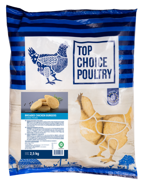 Top Choice Poultry Breaded Chicken Burgers / Paneroitu kananpihvi 2,5kg - Kana pakasteet - 16667 - 1