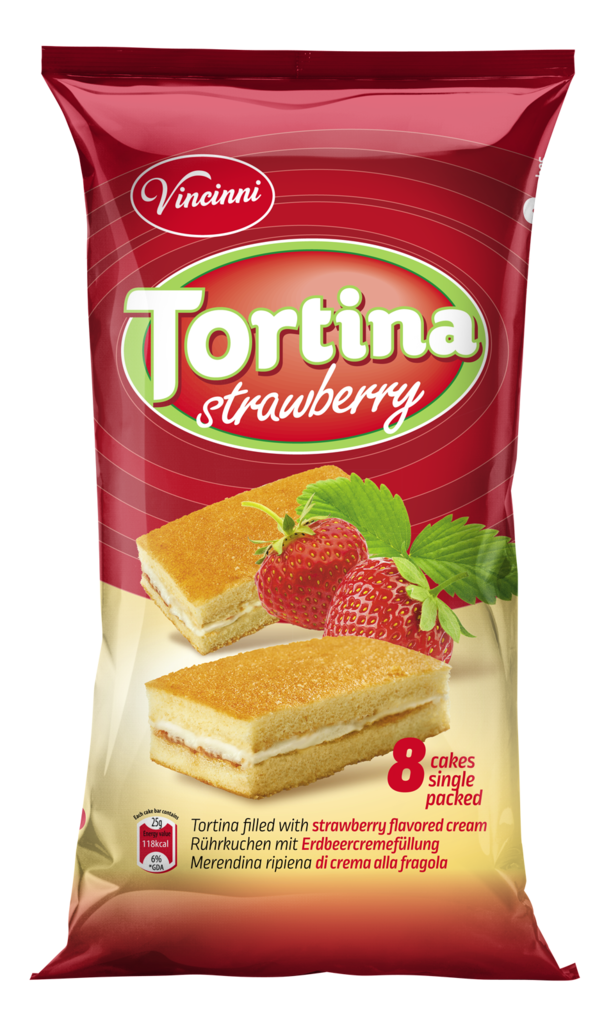 Vincinni Tortina Strawberry / Mansikanmakuinen täytettykakku 200g - Täytekeksit ja vohvelit - 5127 - 1