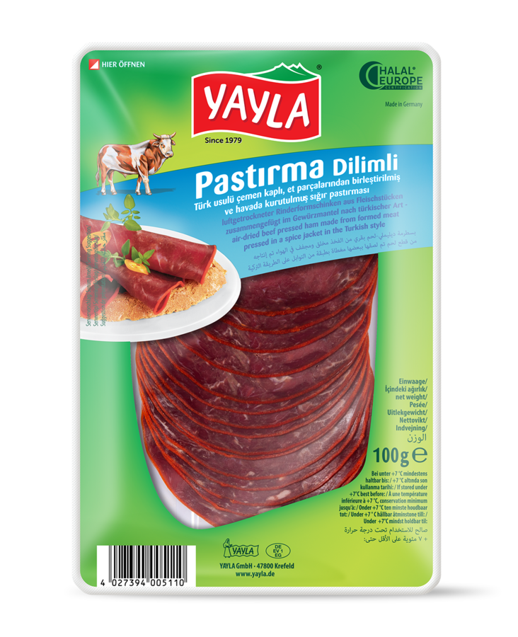Yayla Pastirma Dilimli / Kuivattu&suolattu liha 100g - Nauta leikkeleet ja makkarat - 5227 - 1