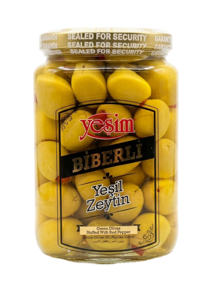 Yesim Biberli Yesil Zeytin / Vihreä oliivi paprikalla 400/750g CAM - Oliivisäilykkeet - 9767 - 1