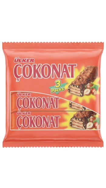 Ulker Cokonat Cikolata Kapli Gofret / Hässelpähkinä Suklaapatukka 3x33g - Patukat - 20068 - 1