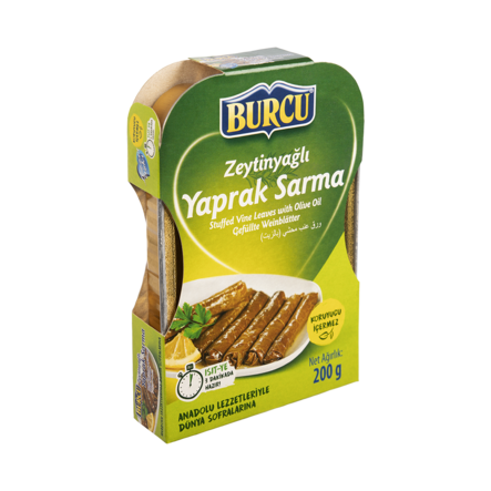 Burcu Zeytin Yaprak Sarma/ Riisitäytteiset viininlehtikääryleet oliiviöljy 200g - Valmisruokasäilykkeet - 18728 - 1