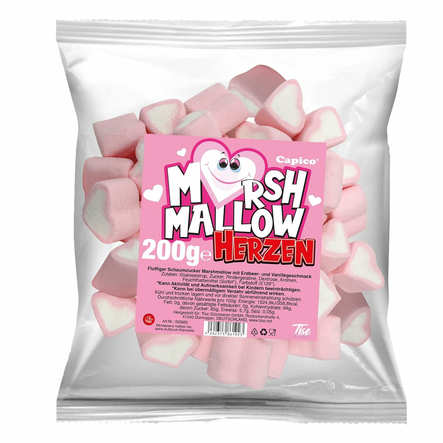 Capico Marshmallow Heart/ Vaahtokarkkipussi 200g - Irtomakeiset - 19448 - 1