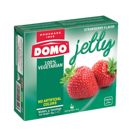 Domo Jelly strawberry flavour / Mansikkahyytelö 85g - Liivatteet ja muut hyytelöimisaineet - 2058 - 1