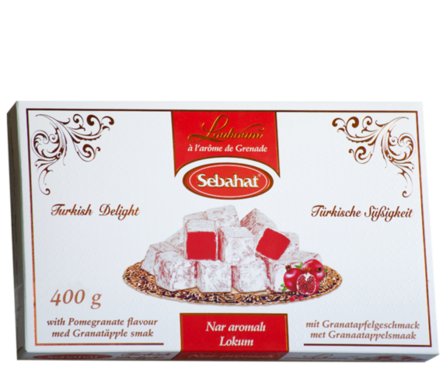 Sebahat Turkish Delight Pomegranate Flavour/ Granaattiomenan makuinen lokum 400g - Turkish Delight & Halvat - 16708 - 1