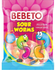 Bebeto Sour Worms Karkkipussi 80g - Irtomakeiset - 808 - 2