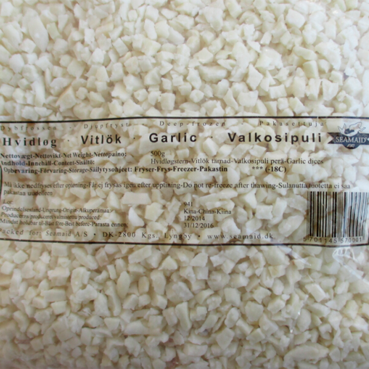 SeaMaid IQF Garlic Dices/ Silputtu Valkosipuli 4x4mm 1kg - Pakaste vihannekset - 17238 - 1