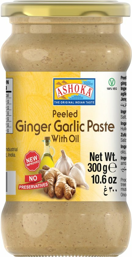 Ashoka Ginger Garlic Paste with Oil / Inkivääri-valkosipulitahna öljyssä 300g - Erikoiskastikkeet - 12208 - 1