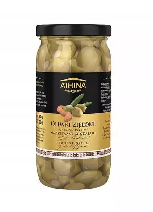 Athina Olives with Almonds/ Oliivi Mantelilla 360g - Oliivisäilykkeet - 15868 - 1