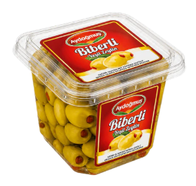 Aydogmus Biberli Yesil Zeytin / Vihreät oliivit paprikatäytteellä 350g - Oliivisäilykkeet - 21578 - 1