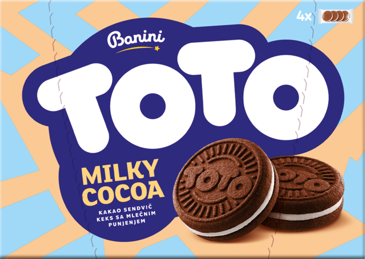 Banini Toto Milky Cocoa Cookies/ Keksi 195g - Täytekeksit ja vohvelit - 18698 - 1