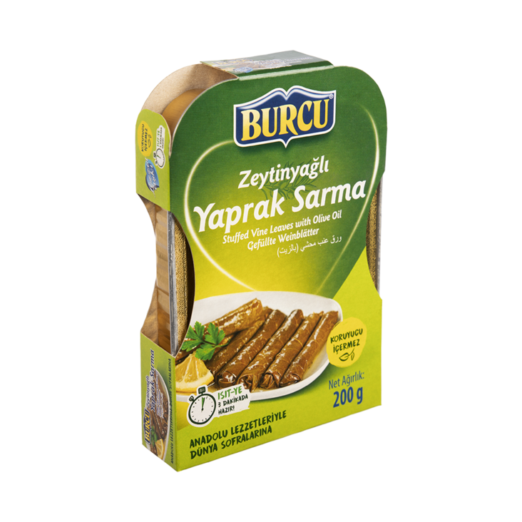 Burcu Zeytin Yaprak Sarma/ Riisitäytteiset viininlehtikääryleet oliiviöljy 200g - Valmisruokasäilykkeet - 18728 - 1