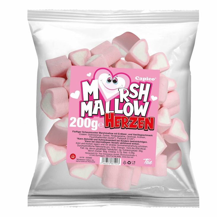 Capico Marshmallow Heart/ Vaahtokarkkipussi 200g - Irtomakeiset - 19448 - 1
