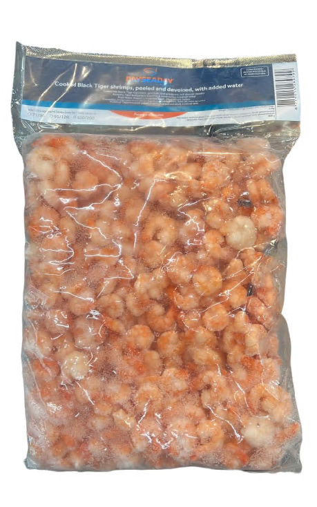 Dayseaday Cooked Black Tiger Shrimps P&D with added water 100/200 1KG - Pakasteäyriäiset - 8738 - 1
