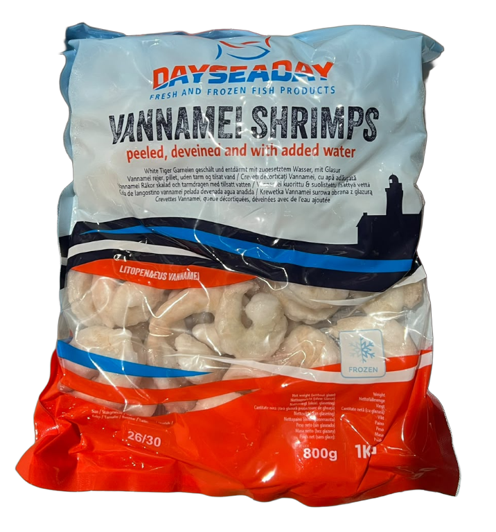 Dayseaday Vannamei Shrimps P&D/ Katkarapu 26/30 800/1KG - Pakasteäyriäiset - 11018 - 1