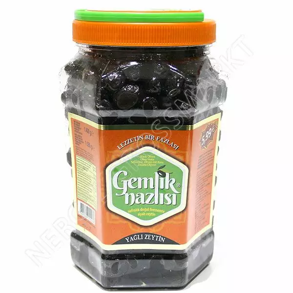 Gemlik Nazlisi Yagli Zeytin / Musta oliivi 1,4kg - Oliivisäilykkeet - 12618 - 1