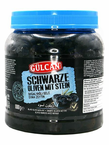 Gulcan Black Olives with Pit "Blue" / Mustat Oliivit 1kg - Oliivisäilykkeet - 16148 - 1