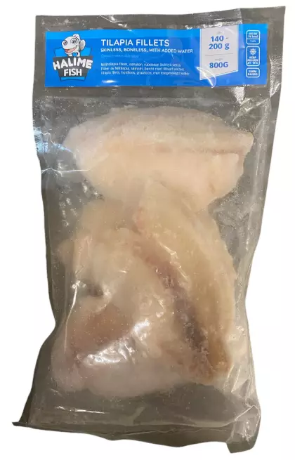 Halime Fish Tilapia Fillets Skinless, Boneless with Added water 140-200g 800g - Pakastekalat - 15468 - 1