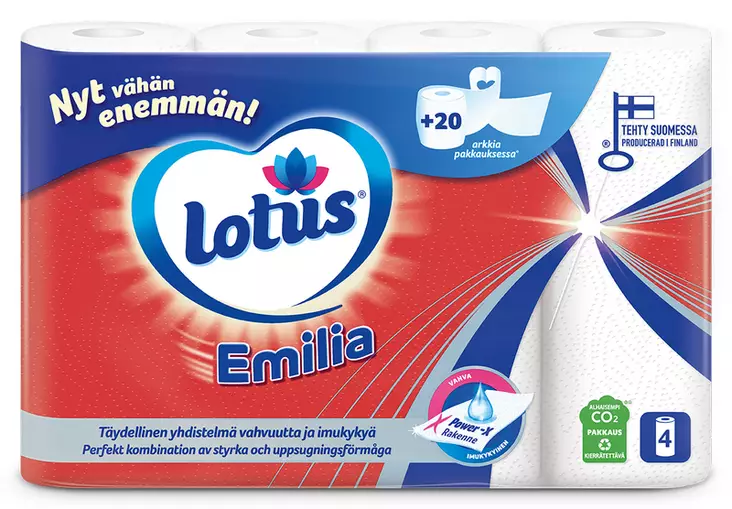Lotus Emilia Talouspaperi 4rl - Talouspaperit ja WC-paperit - 14058 - 1