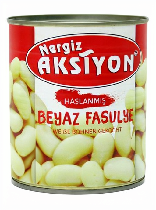 Nergiz Aksiyon Haslanmis Beyaz Fasulye / Valkoiset pavut suolaliemessä 800g TNK - Papu- ja linssisäilykkeet - 20028 - 1