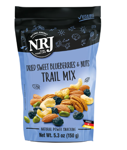 NRJ Dried Sweet Blueberrt&Nuts Trail Mix / Kuivattu mustikka&pähkinät 150g - Pähkinät - 21618 - 1