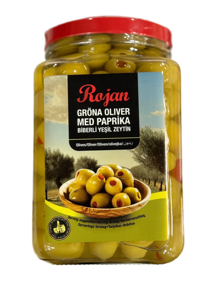 Rojan Biberli Yesil Zeytin/ Vihreä Oliivi Paprikalla 1,6g CAM - Oliivisäilykkeet - 18278 - 1