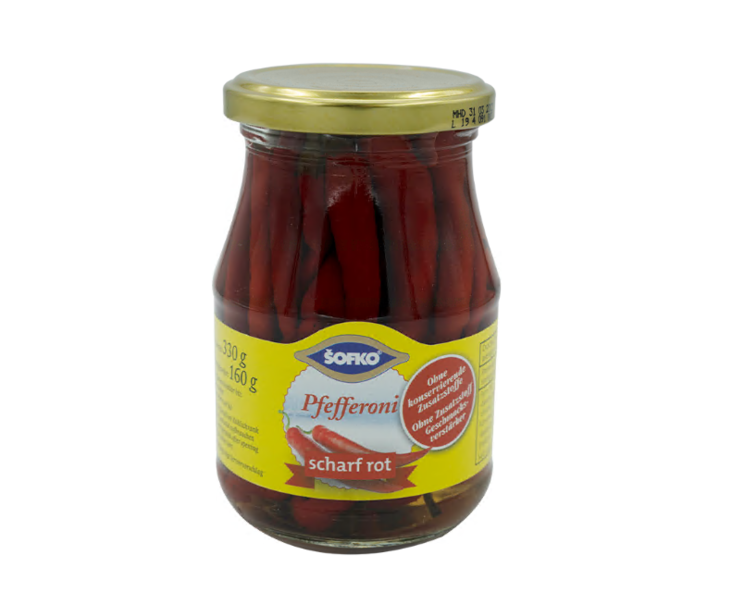 Sofko Pfefferroni Kirmizi / Punainen Pfefferoni 330g CAM - Pepperonisäilyke - 4608 - 1