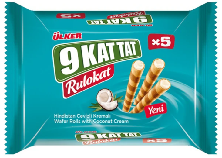 Ulker 9 Kat Tat Rulokat Coconut Cream Vohvelirulla 5x30g - Täytekeksit ja vohvelit - 4818 - 1