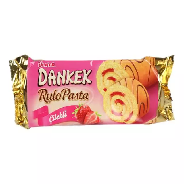 Ulker Dankek Rulo Pasta Cilekli / Mansikkakääretorttu 235g - Täytekeksit ja vohvelit - 7738 - 1