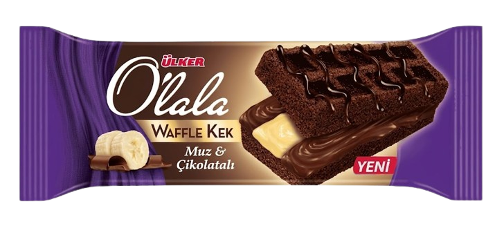 Ulker Olala Wafle Kek Muz&Cikolatali / Suklaa-banaani-vohvelikakku 70g - Täytekeksit ja vohvelit - 4968 - 1