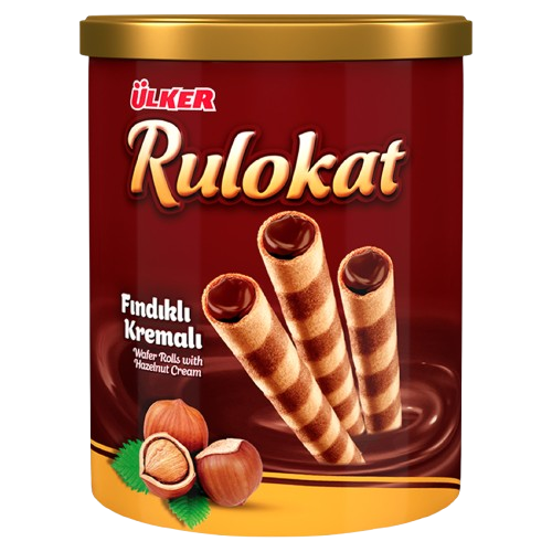 Ulker Wafer with Hazelnut/ Hasselpähkinä Kierrevohveli 170g - Täytekeksit ja vohvelit - 4978 - 1