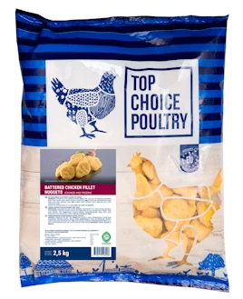 Top Choice Poultry Battered Chicken Fillet Nuggets 2,5kg - Kana pakasteet - 20209 - 1