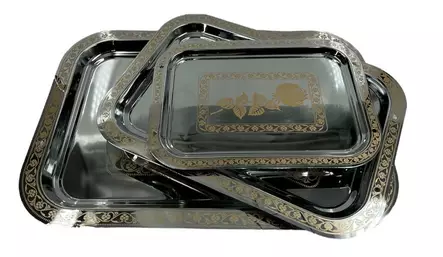 Hopeinen tarjotin setti 535-3G - Astiat ja aterimet - 10489 - 1