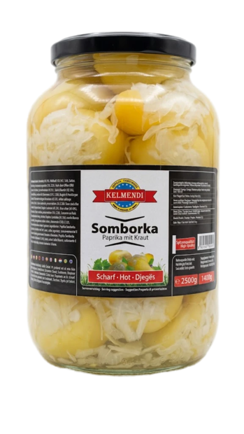 Kelmendi Somborka Paprika mit Kraut Hot / Somborka paprika tulinen 2,5kg CAM - Tomaatti- ja paprikasäilykkeet - 10529 - 1