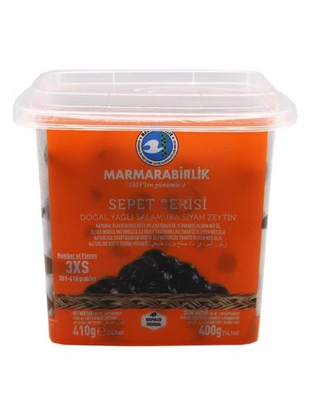 MB 3XS Sebet Serisi Siyah Zeytin / Kivelliset mustat oliivit öljyssä 410/400g PE - Oliivisäilykkeet - 19009 - 1