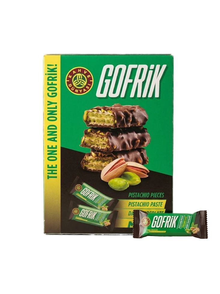 Kahve Dunyasi Gofrik Mini Pistachio Wafers with Dark Chocolate/ Patukka 50x12,5g - Patukat - 19919 - 1
