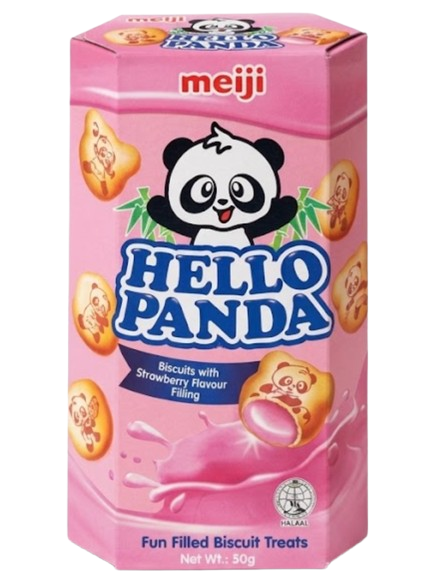 Meiji Hello Panda Strawberry Cream / Keksi Mansikkatäytteellä 50g - Täytekeksit ja vohvelit - 21489 - 1