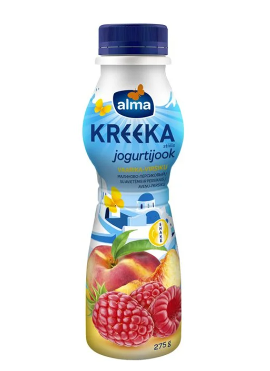 Alma Greek Yogurt Drink Raspberry-Peach/ Jogurttijuoma 275g - Maitotuotteet - 20169 - 1
